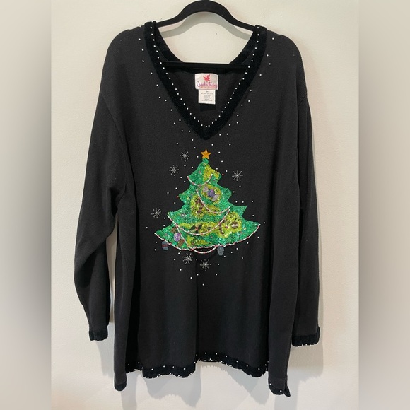 Womens Christmas Sweater Beaded Sequin Size 3X Holiday Festive - Picture 7 of 7